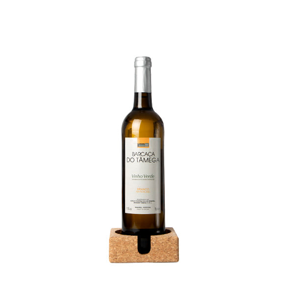 Glas brikker med vinflaske